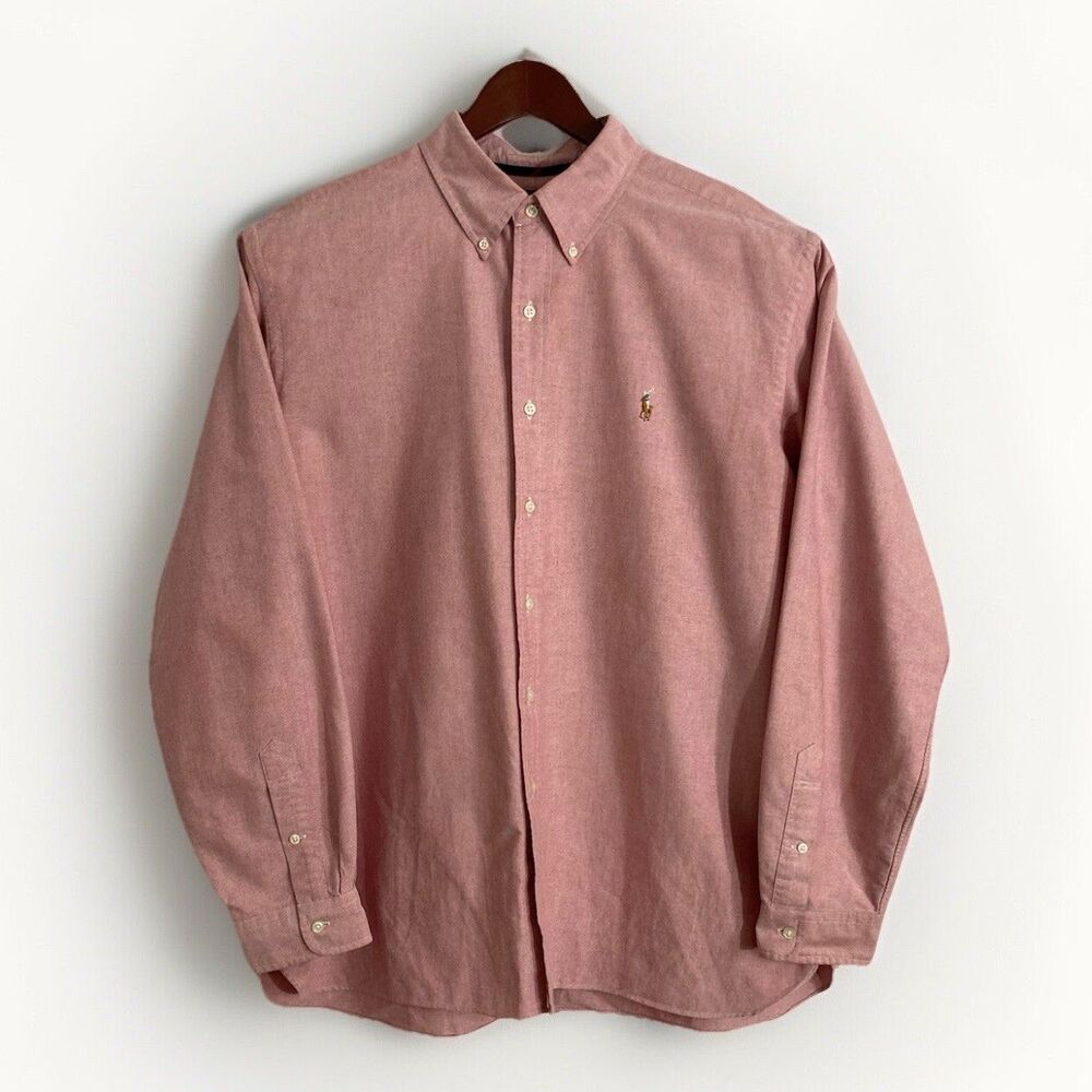 Ralph Lauren Classic Fit Shirt Mens XXL Red Chambray Button Up Pony Cotton